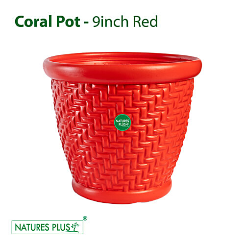 Natures Plus Coral Pot - 23 cm , Red, 1 pc 23 x 15 x 20 cm