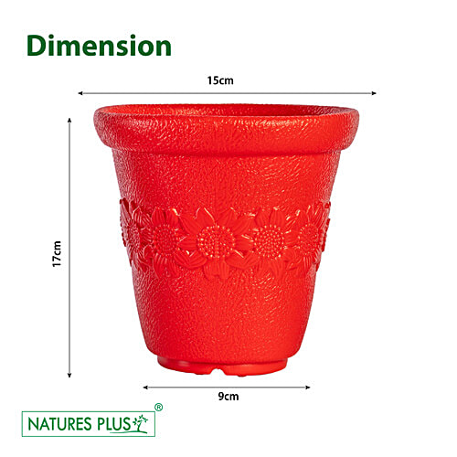 Natures Plus Flora Pot - 15 cm , Red, 1 pc 15 x 9 x 17 cm 