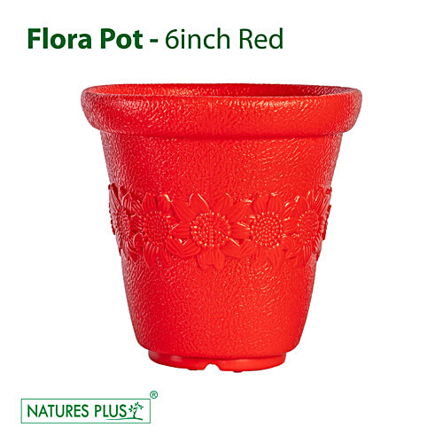 Natures Plus Flora Pot - 15 cm , Red, 1 pc 15 x 9 x 17 cm 