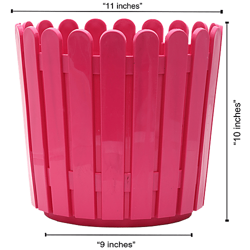 Natures Plus Fence Pot - 11 Inch, Pink, 11 x 9 x 10  