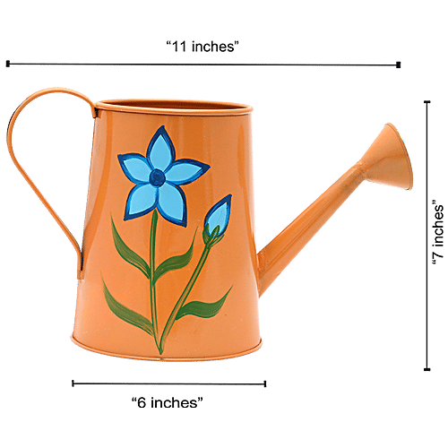 Natures Plus Garden Planter Water Can - 7 Inch, Orange, 11 x 6 x 7  