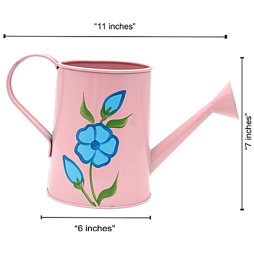 Natures Plus Garden Planter Water Can - 7 Inch,  Peach Pink, 11 x 6 x 7  