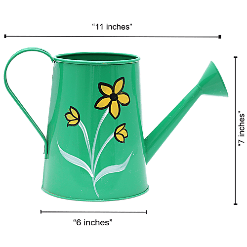 Natures Plus Garden Planter Water Can - 7 Inch, Green, 11 x 6 x 7  