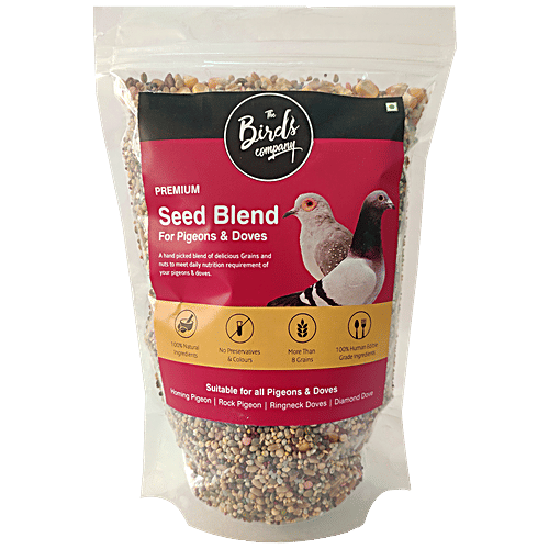The Birds Company Bird Food - Premium Seed Blend Of 8 Grains & Nuts With Spirulina & Cuttlefish Bone, 450 g  