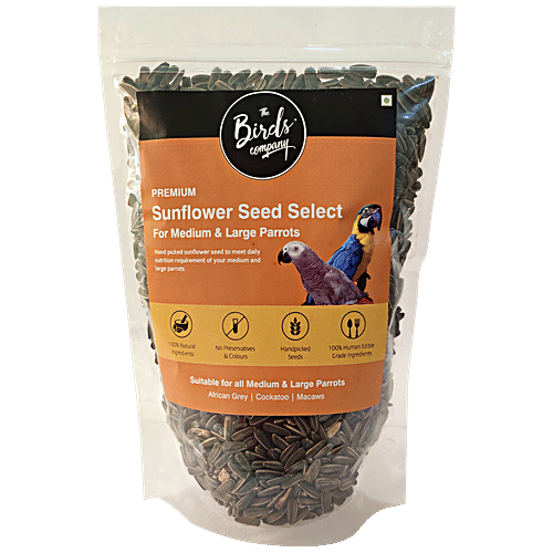 The Birds Company Bird Food - Premium Striped Sunflower Seed Select With Spirulina & Cuttlefish Bone, 900 g  