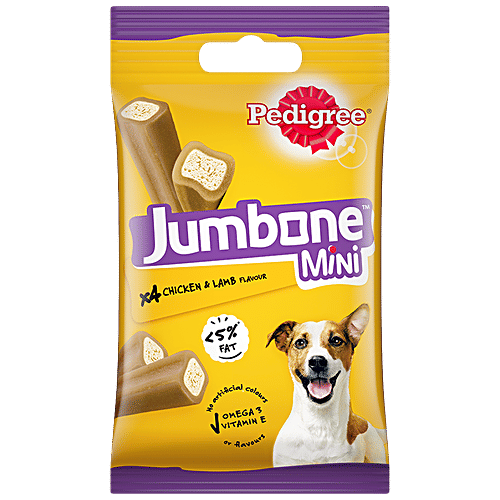 Pedigree Jumbone Mini Adult Dog Treat - Chicken & Lamb (4 Treats), 160 g (Pack of 8) 