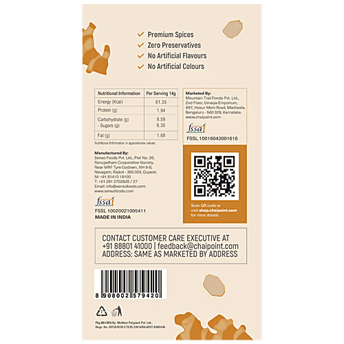 Chai Point Ginger Instant Chai, 140 g (10 Sachets x 14 g each) 