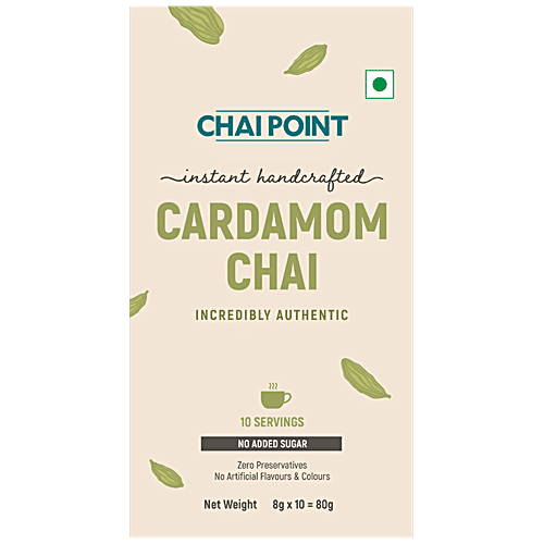 Chai Point Cardamom Instant Chai - Without Sugar, 80 g (10 Sachets x 8 g each) 