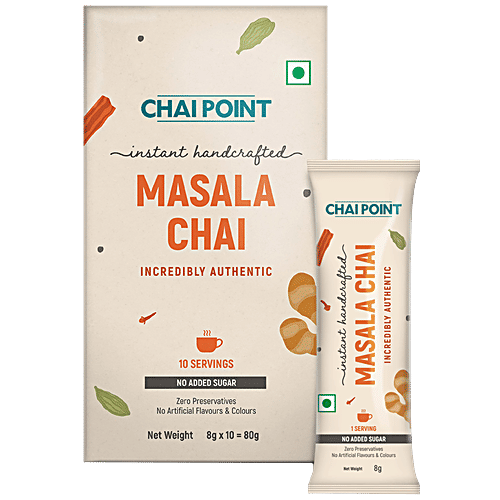 Chai Point Masala Instant Chai - Without Sugar, 80 g (10 Sachets x 8 g each)