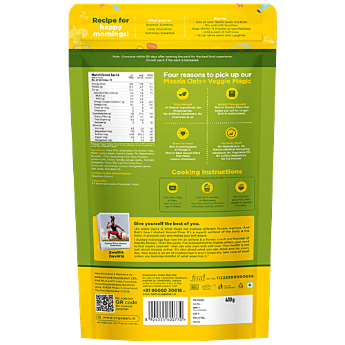 Yoga Bar Super Oats - Dal Khichdi, 3x More Vegetables, Breakfast Cereal, Gluten Free, 400 g  