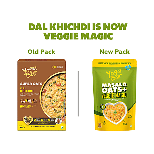 Yoga Bar Super Oats - Dal Khichdi, 3x More Vegetables, Breakfast Cereal, Gluten Free, 400 g  
