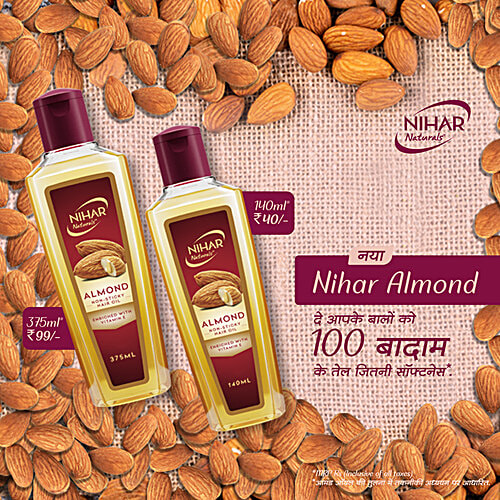 Buy Nihar Natural'S Almond Non Sticky Hair Oil With Vitamin E Online