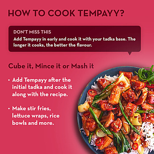 Hello Tempayy Simply Sriracha Tempeh Cubes - Clean, Lean Protein, Rich In Fibre. Make Noodles, Stir Fries & More., 200 g  40g Protein Packed, Low Fat, Low Carbs, Fiber Rich