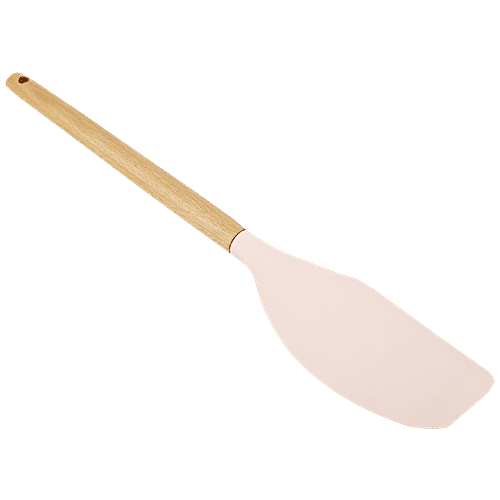 Yongsheng Silicon Spatula - Wooden Handle, Assorted Colour - For Cake Making, 1 pc  