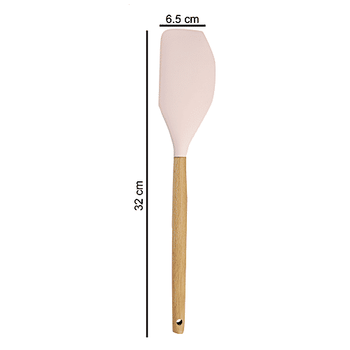 Yongsheng Silicon Spatula - Wooden Handle, Assorted Colour - For Cake Making, 1 pc  