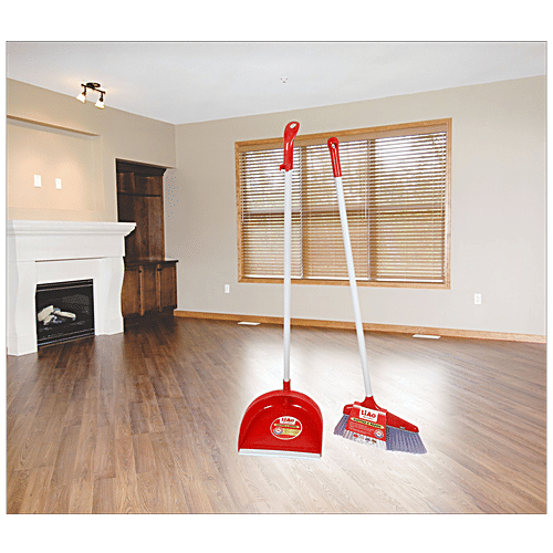 Buy Liao Dustpan With Broom Plastic With Steel Stick Online at Best