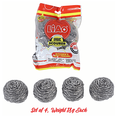 Liao Stainless Steel Scourer Set, 4 pcs  