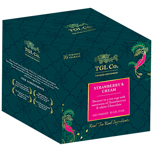 TGL Co. Strawberries and Cream Black Tea Bags Make Brew Iced Tea or Hot Tea, 32 g (16 Tea Bags x 2 g Each) 