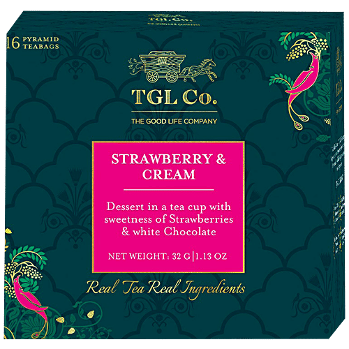 TGL Co. Strawberries and Cream Black Tea Bags Make Brew Iced Tea or Hot Tea, 32 g (16 Tea Bags x 2 g Each) 