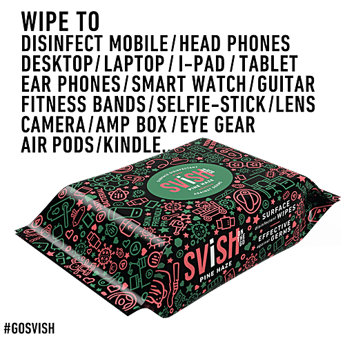 Svish On The Go Gadget Disinfectant Wet Wipes, 30 Pulls