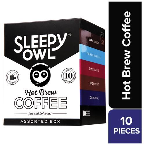 Sleepy Owl Coffee Dip Bags - Freshly Brewed Coffee, Assorted, 100 g (10 Bags x 10 g each) 
