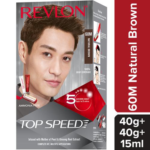 Revlon Top Speed Hair Color Man - Natural Brown 60M, No Ammonia, Multiple Applications, 181.92 g Natural Brown 60M 
