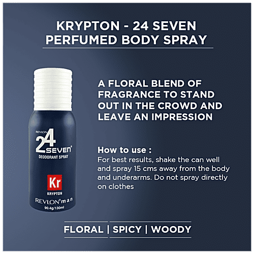 Revlon 24 Seven Deodorant Body Spray - Krypton, 130 ml  