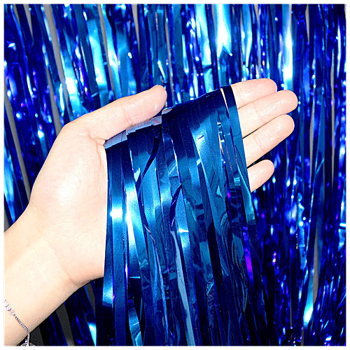Buy CherishX Blue Tinsel Glossy Foil Fringe Curtain Frills For Party