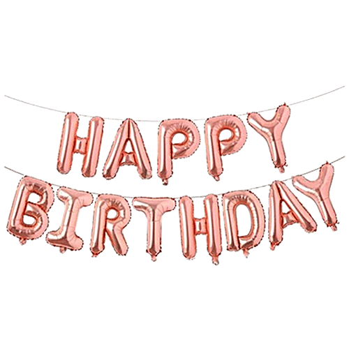 CherishX Happy Birthday Kit With Rose Gold Metallic, Heart & Happy Birthday Foil Balloons, 57 pcs  
