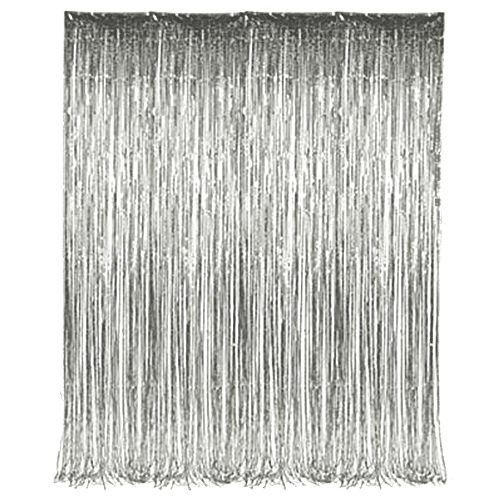 CherishX Baby Shower Silver Decoration Kit For Welcoming Baby - Frill Curtains & Balloons, 42 pcs  