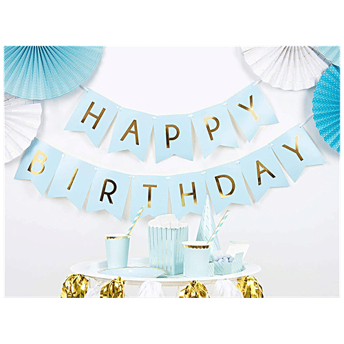CherishX Happy Birthday Banner For Celebration - Premium Quality Blue, Bunting, 1 pc  