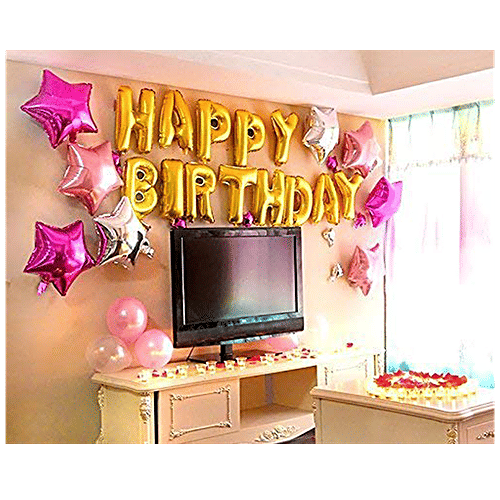 CherishX Happy Birthday Foil Balloon - Golden Colour, 16 Inches Letter, 1 pc  