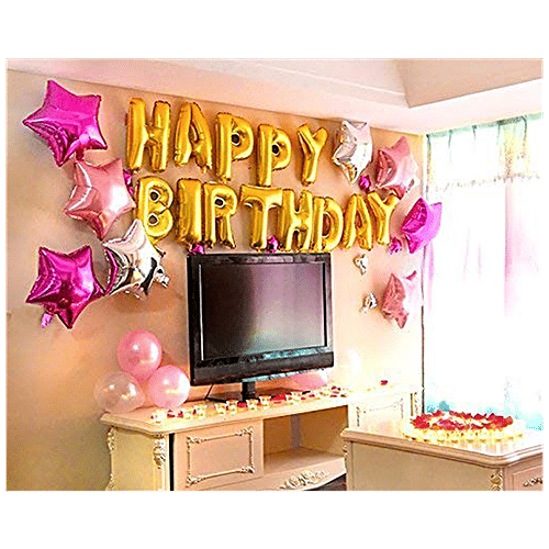 CherishX Happy Birthday Foil Balloon - Silver Colour, 16 Inches Letter, 1 pc  