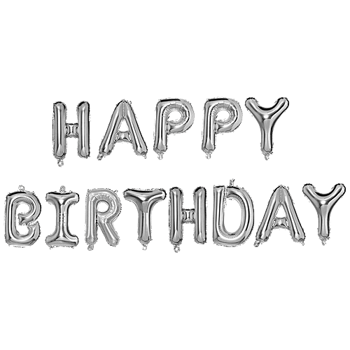 CherishX Happy Birthday Foil Balloon - Silver Colour, 16 Inches Letter, 1 pc  