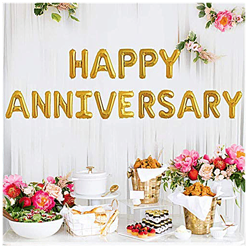 CherishX Happy Anniversary Foil Letter Balloons - Rose Gold Colour Banner, 16 Inches, 1 pc  