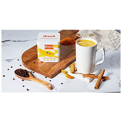 Drava Superfood Latte Mix - Organic Turmeric, 100 g Tin 