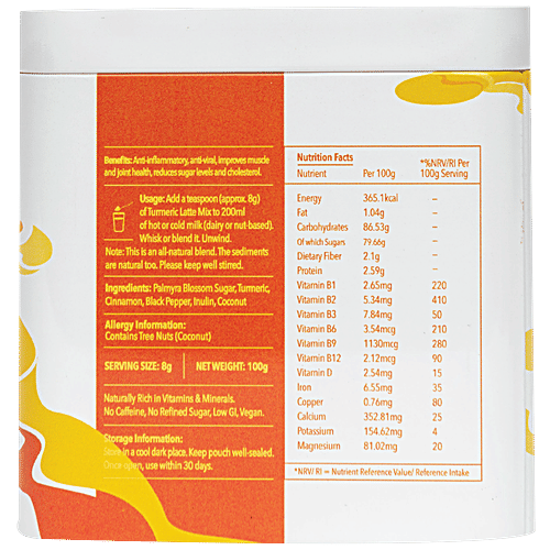Drava Superfood Latte Mix - Organic Turmeric, 100 g Tin 