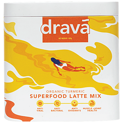 Drava Superfood Latte Mix - Organic Turmeric, 100 g Tin 