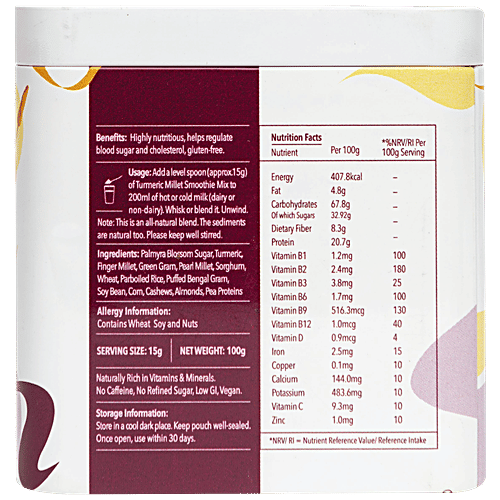 Drava Superfood Smoothie Mix - Turmeric Millet, 100 g Tin 