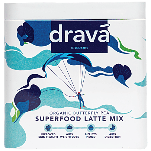 Drava Superfood Latte Mix - Organic Butterfly Pea, 100 g Tin 