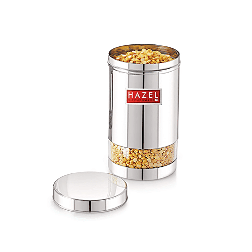 Buy HAZEL Stainless Steel Glossy Finish See Through Container Silver