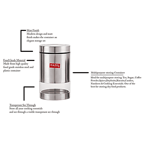 Buy HAZEL Stainless Steel Transparent See Through Container Silver