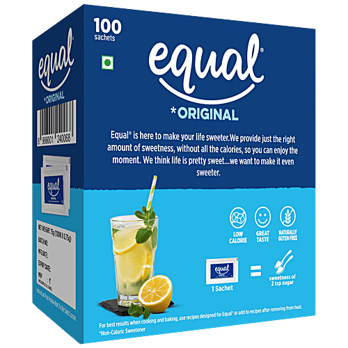 Equal Original Low-Calorie Sweetener - Sugar Free, Low Calories, Sugar Control, Diabetic Friendly, 75 g (100 Sachets x 0.75 g Each) 