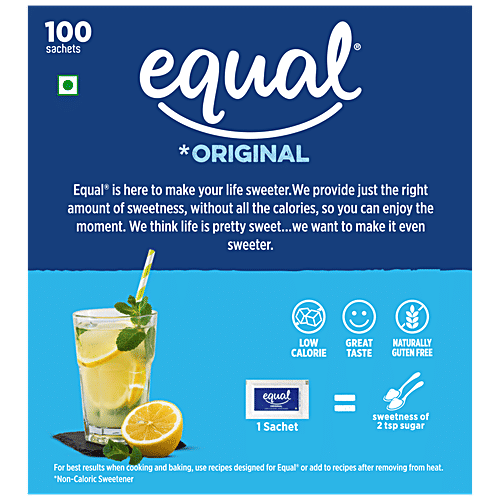 Equal Original Low-Calorie Sweetener - Sugar Free, Low Calories, Sugar Control, Diabetic Friendly, 75 g (100 Sachets x 0.75 g Each) 