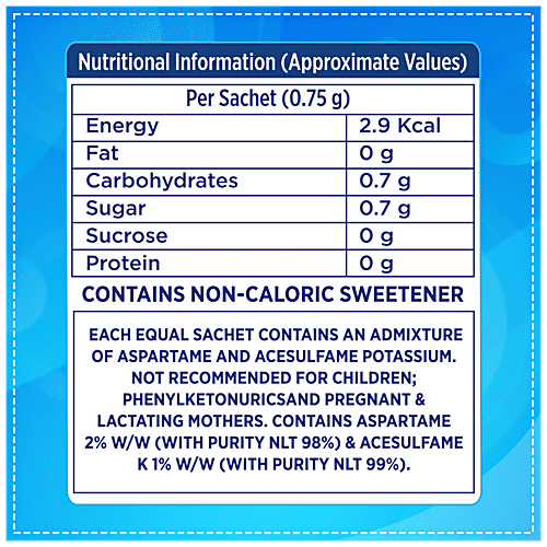 Equal Original Low-Calorie Sweetener - Sugar Free, Low Calories, Sugar Control, Diabetic Friendly, 75 g (100 Sachets x 0.75 g Each) 