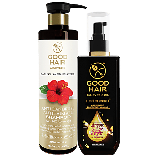Good Hair Ayurvedic Hair Oil + Anti Dandruff & Hairfall Shampoo, 2 pcs (100 ml + 200 ml) 