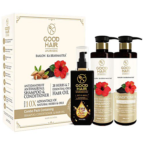 Buy Good Hair Ayurvedic Hair Oil + Anti Dandruff & Hairfall Shampoo
