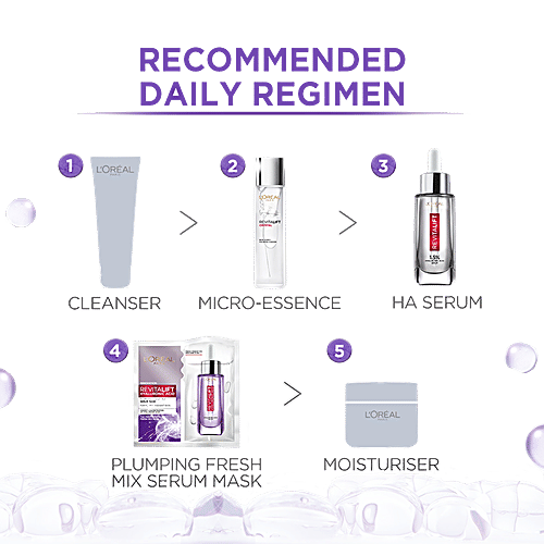 Loreal Paris Revitalift Hyaluronic Acid - Fresh Mix Serum Sheet Mask, 33 g (Pack of 5)