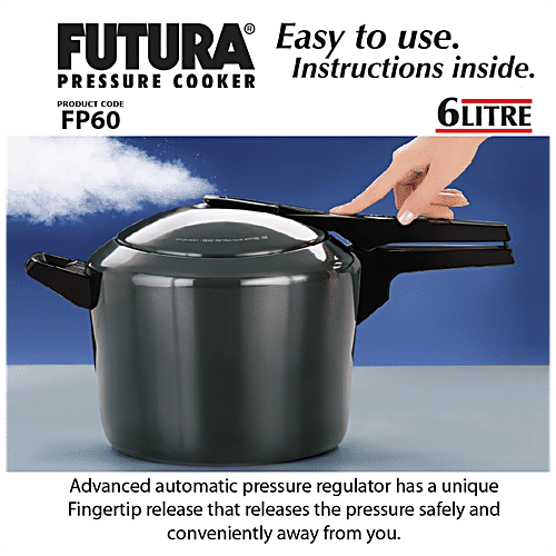 Hawkins Futura Hard Anodised Aluminium Pressure Cooker - Induction Base Black, FP60, 6 L