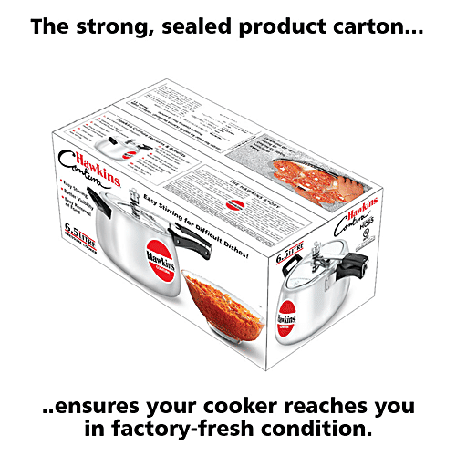 Hawkins Contura Aluminium Inner Lid Pressure Cooker - With Handle, Silver, HC65, 6.5 L  